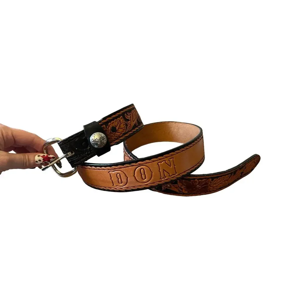 Hand‑Tooled USA‑Made Western Leather Belt